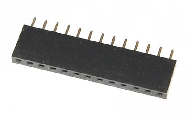 Pin header female pinsocket 1x13-pin 2.54mm pitch zwart